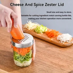 Grater/Shredder Lid For Regular 70/86 Mm Mouth Jar, Cheese Grater Citrus Lemon Zester,  Reusable Jar Shaker Lid Multipurpose