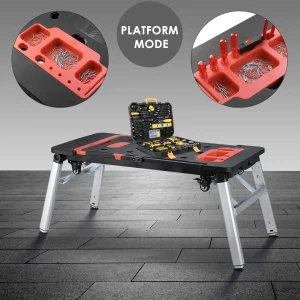 7-in-1 Portable Workbench Folding Sawhorse Work Table Load Capacity 440lbs / 200kg, Multifunctional Folding Work Table