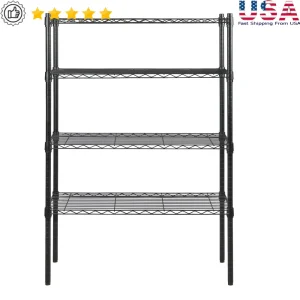 4 Tier Adjustable Wire Shelf Unit Heavy Duty Steel Storage Rack 1400 lbs Capacity Easy Assembly Home Office School Use