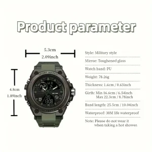 Watches for Men Watch Outdoor LED Stopwatch Digital Electronic Large Dual Display Tough Electronic Clock Wrist